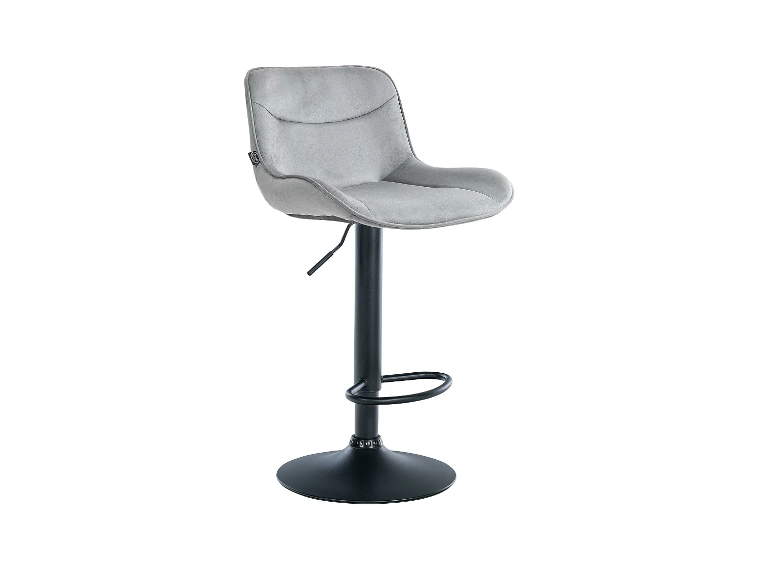 Tabouret de bar - Velours & Noir - Gris - Vonore