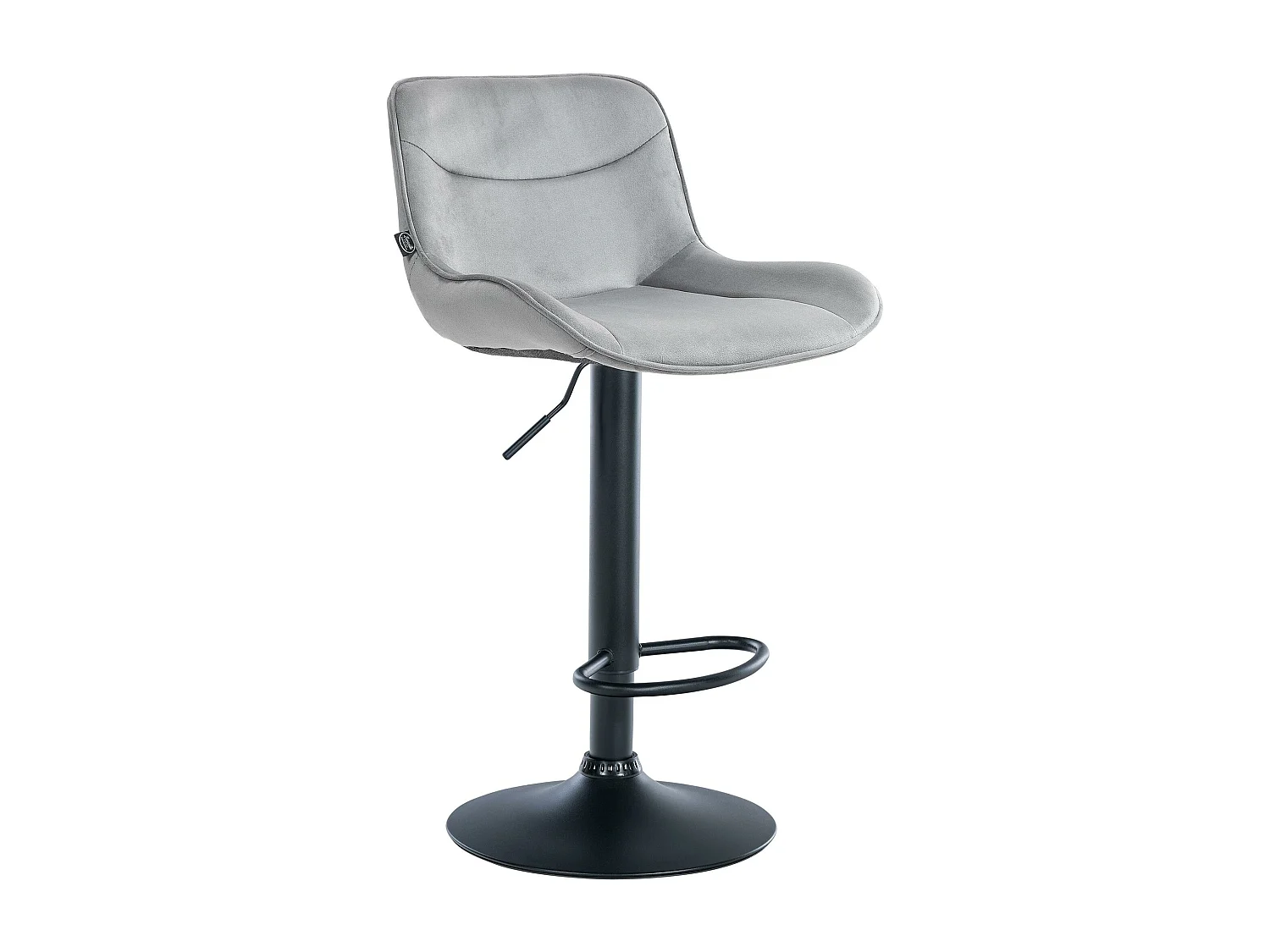 Tabouret de bar - Velours & Noir - Gris - Vonore