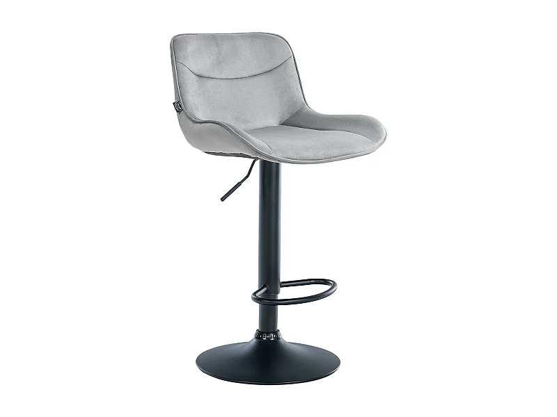 Tabouret de bar - Velours & Noir - Gris - Vonore