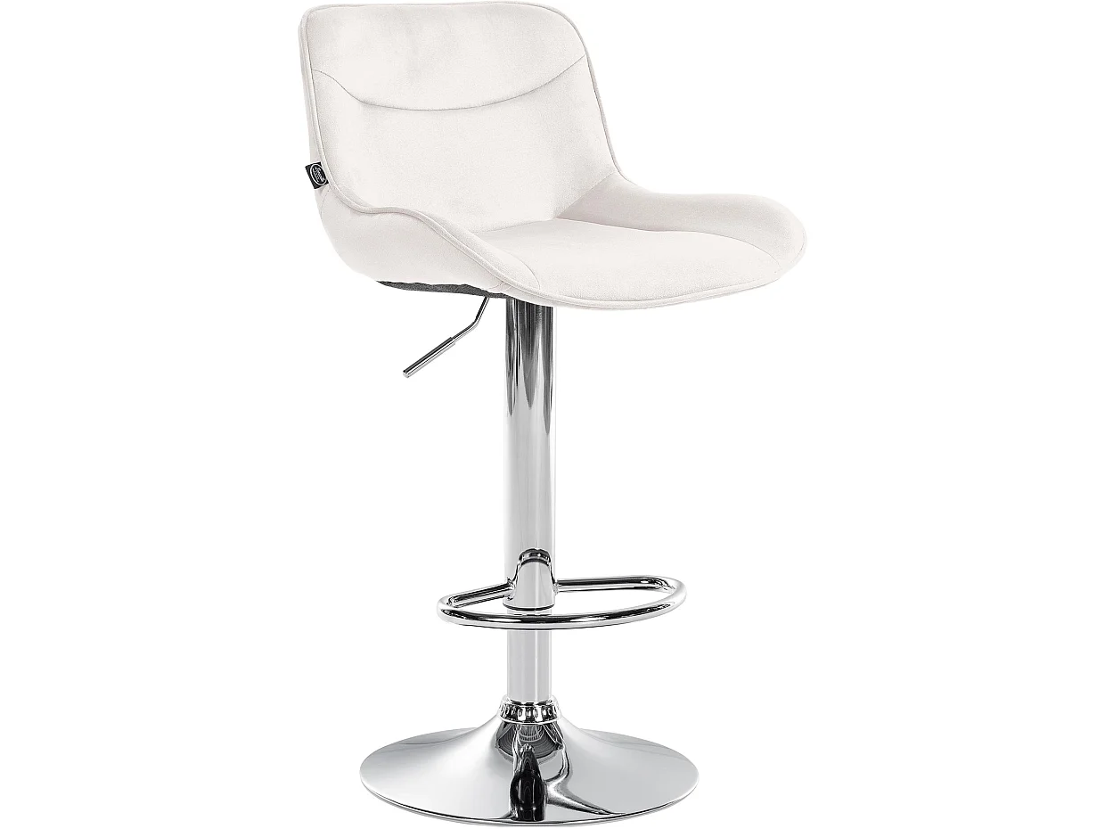 Tabouret de bar - Velours & Chrome - Crème - Vonore