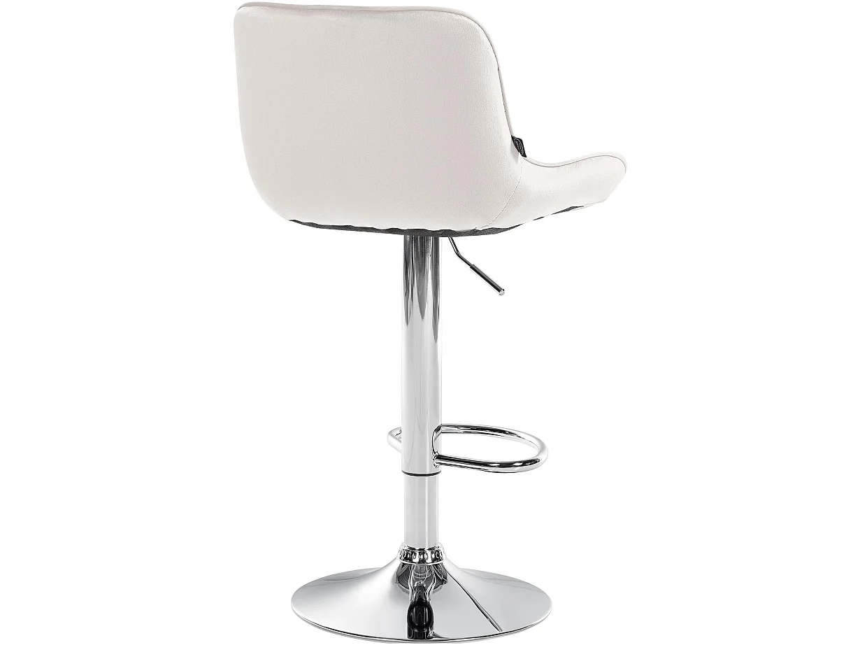 Tabouret de bar - Velours & Chrome - Crème - Vonore