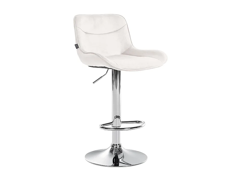 Tabouret de bar - Velours & Chrome - Crème - Vonore