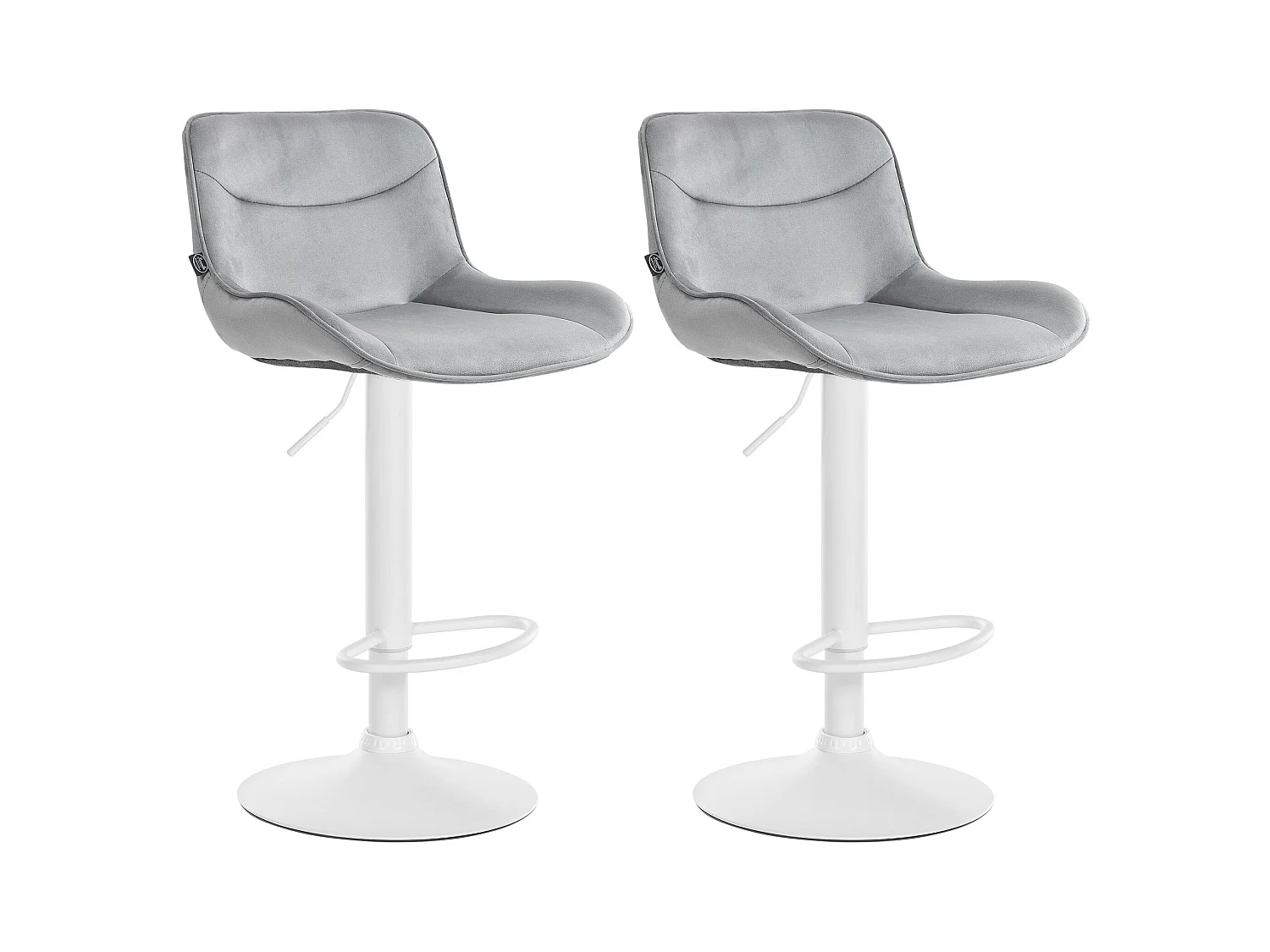 Lot de 2  Tabouret de bar - Velours & Blanc - Gris - Vonore