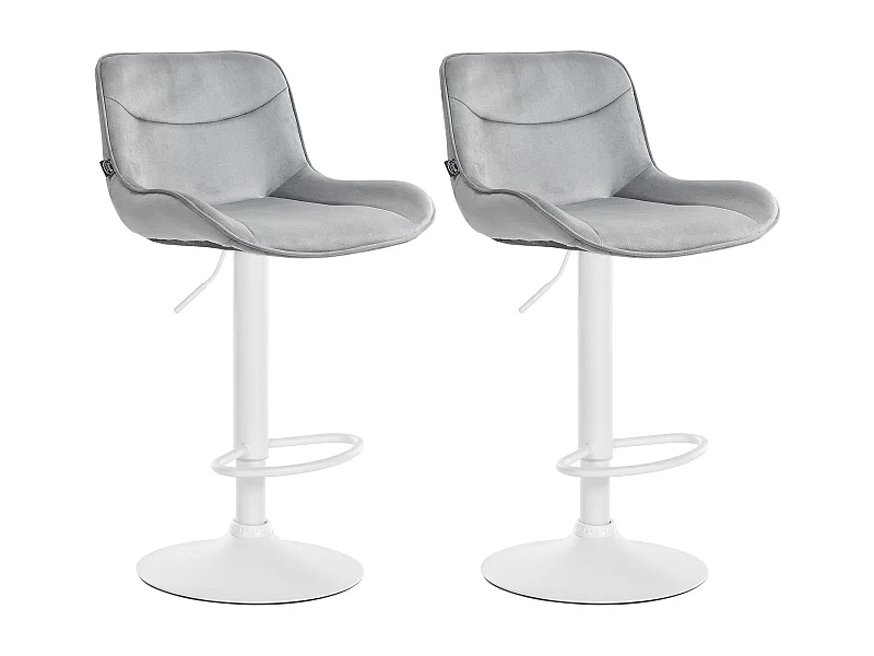 Lot de 2  Tabouret de bar - Velours & Blanc - Gris - Vonore