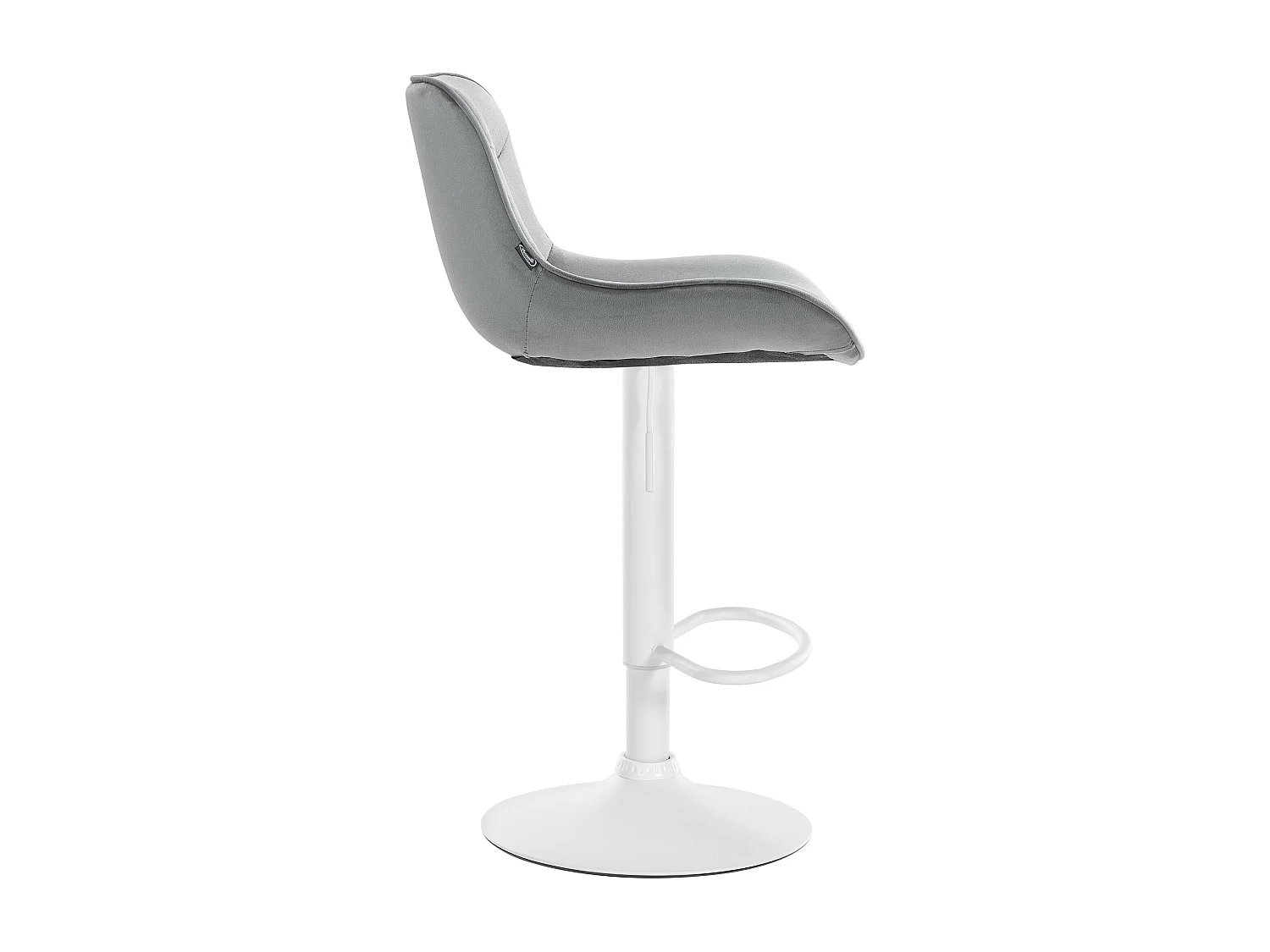 Tabouret de bar - Velours & Blanc - Gris - Vonore