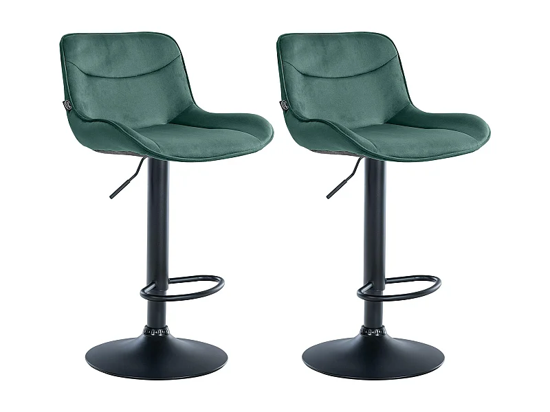 Lot de 2  Tabouret de bar - Velours & Noir - Vert - Vonore