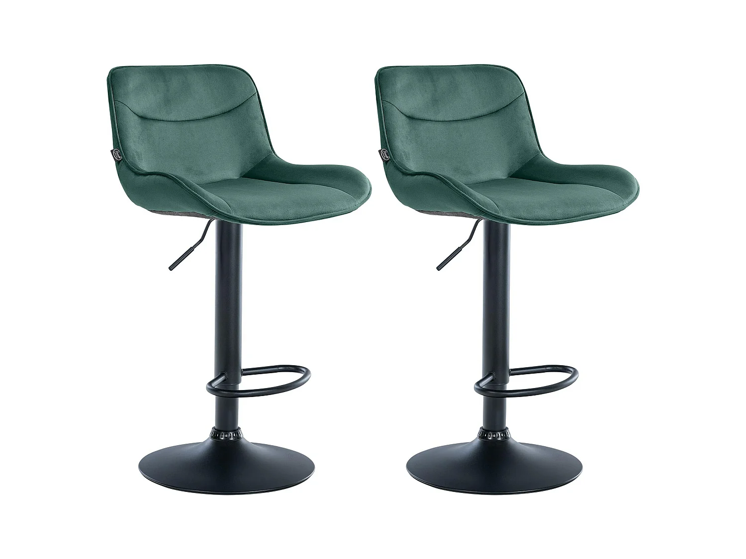 Lot de 2  Tabouret de bar - Velours & Noir - Vert - Vonore
