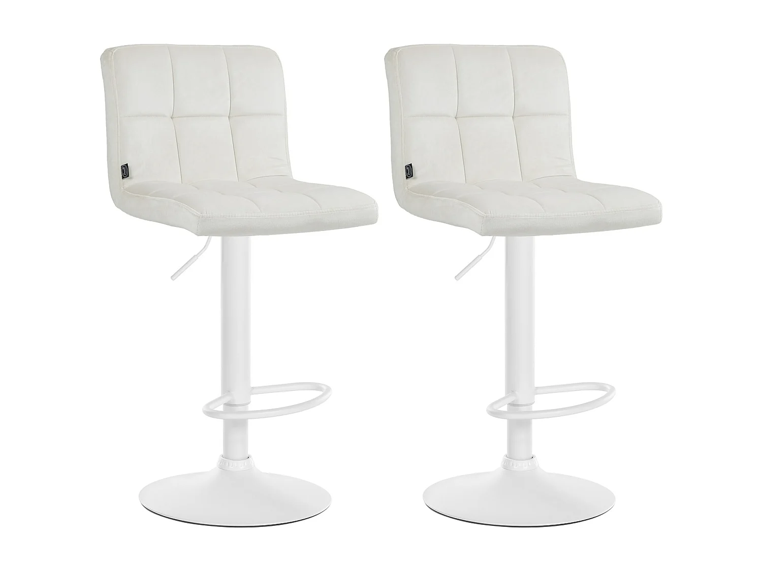 Lot de 2  Tabouret de bar - Velours & Blanc - Crème - Peru