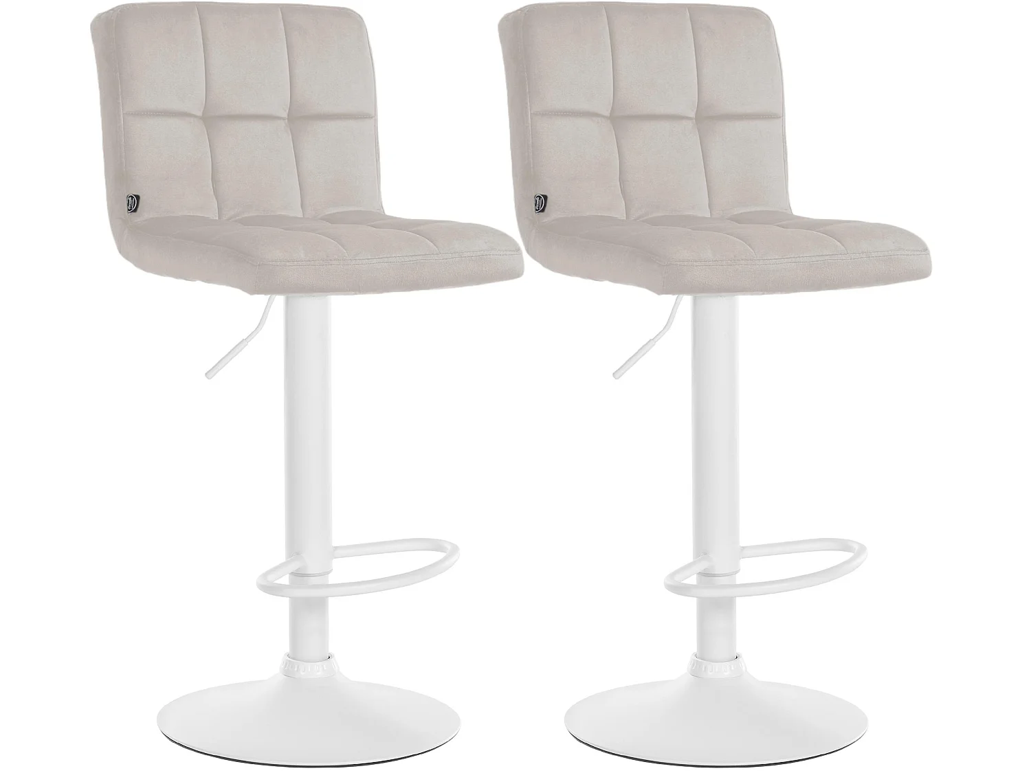 Lot de 2  Tabouret de bar - Velours & Blanc - Crème - Peru