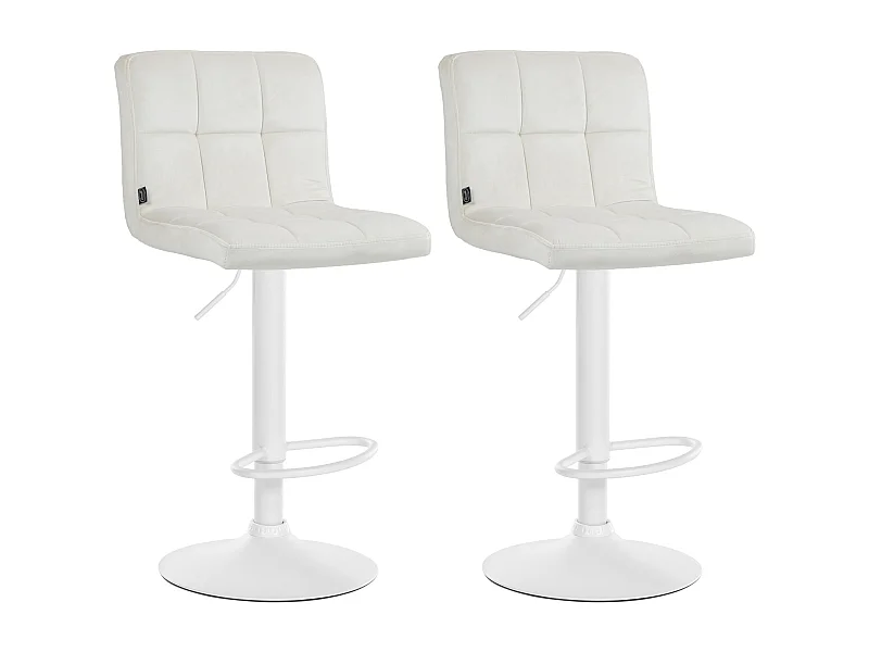 Lot de 2  Tabouret de bar - Velours & Blanc - Crème - Peru