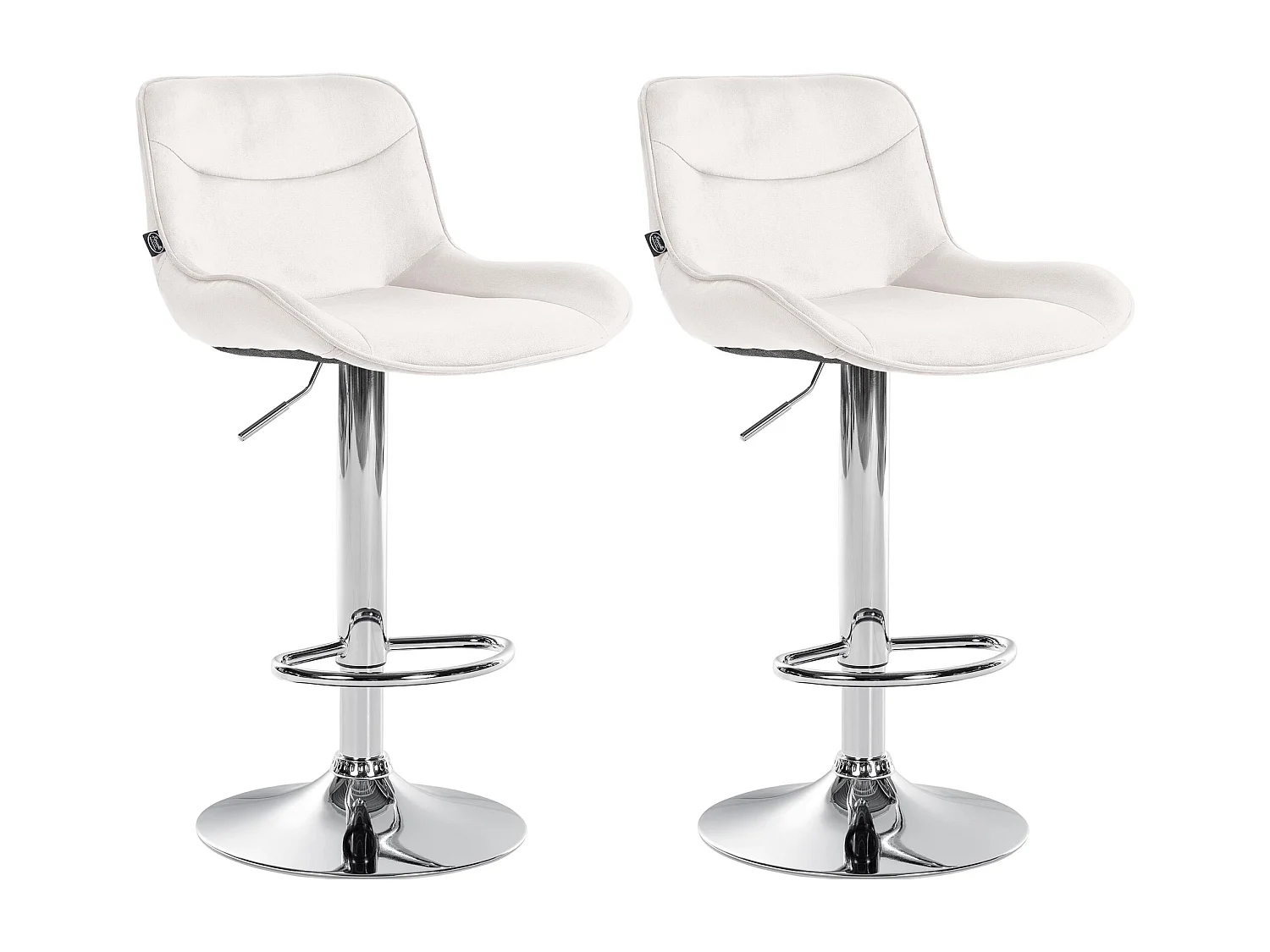 Lot de 2  Tabouret de bar - Velours & Chrome - Crème - Vonore