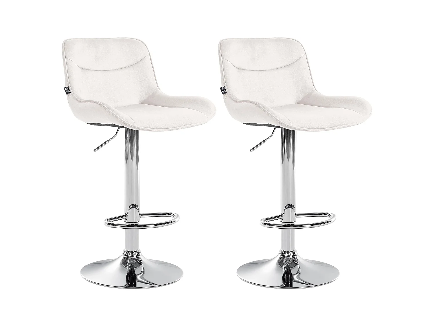 Lot de 2  Tabouret de bar - Velours & Chrome - Crème - Vonore