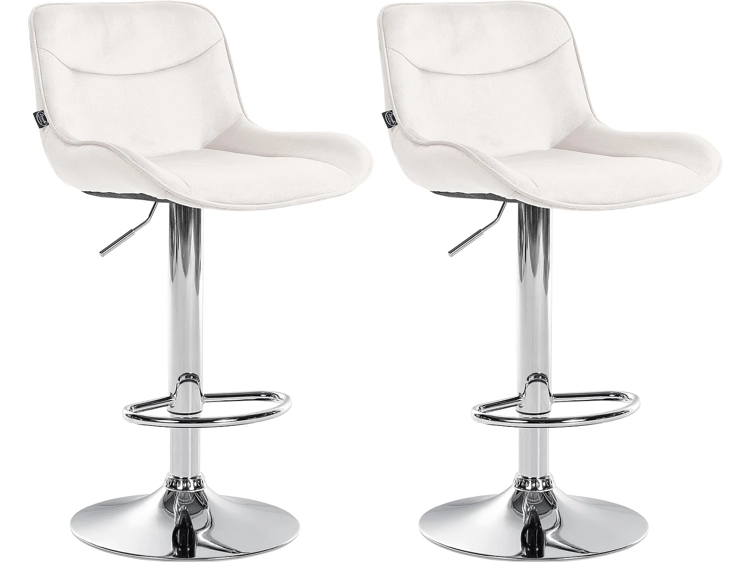Lot de 2  Tabouret de bar - Velours & Chrome - Crème - Vonore