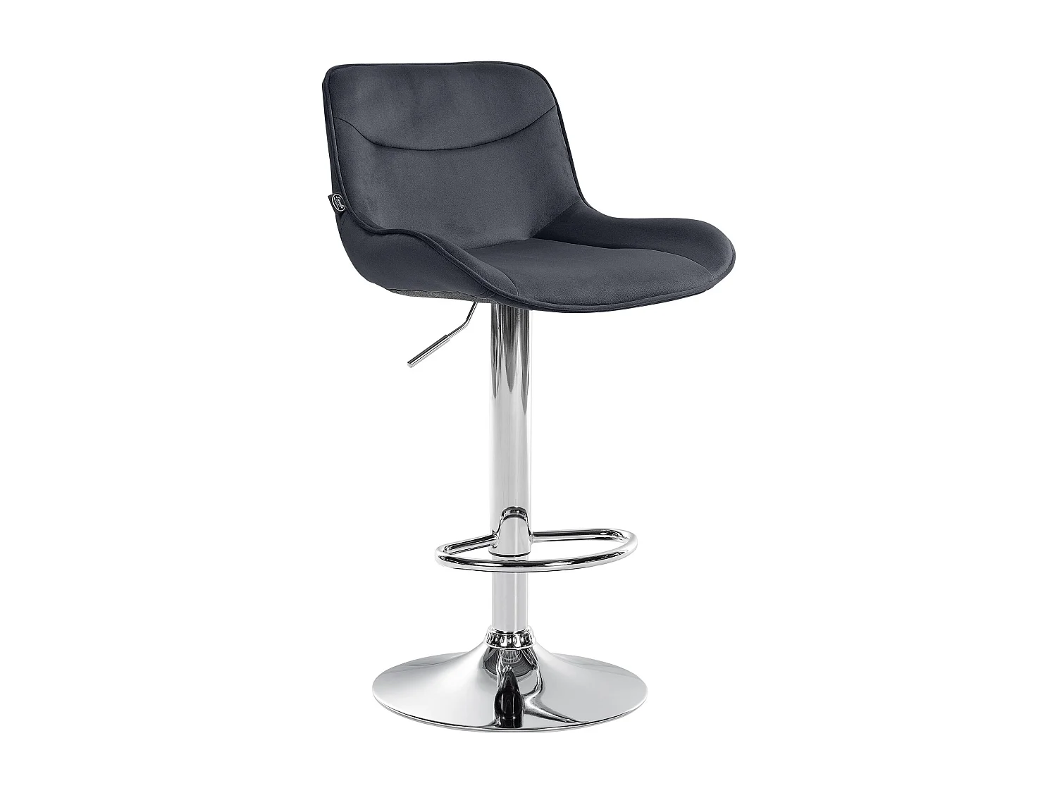 Tabouret de bar - Velours & Chrome - Noir - Vonore