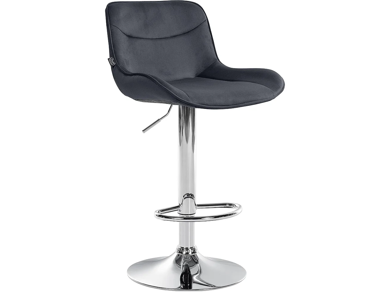 Tabouret de bar - Velours & Chrome - Noir - Vonore