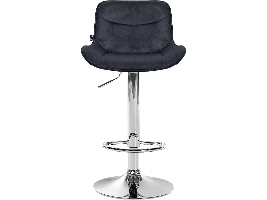 Tabouret de bar - Velours & Chrome - Noir - Vonore