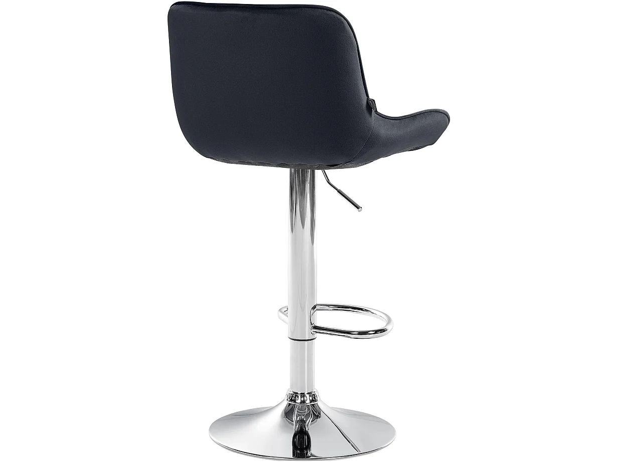 Tabouret de bar - Velours & Chrome - Noir - Vonore