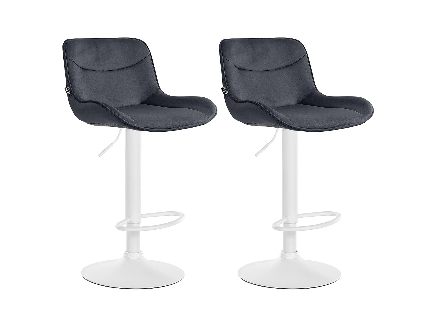 Lot de 2  Tabouret de bar - Velours & Blanc - Noir - Vonore