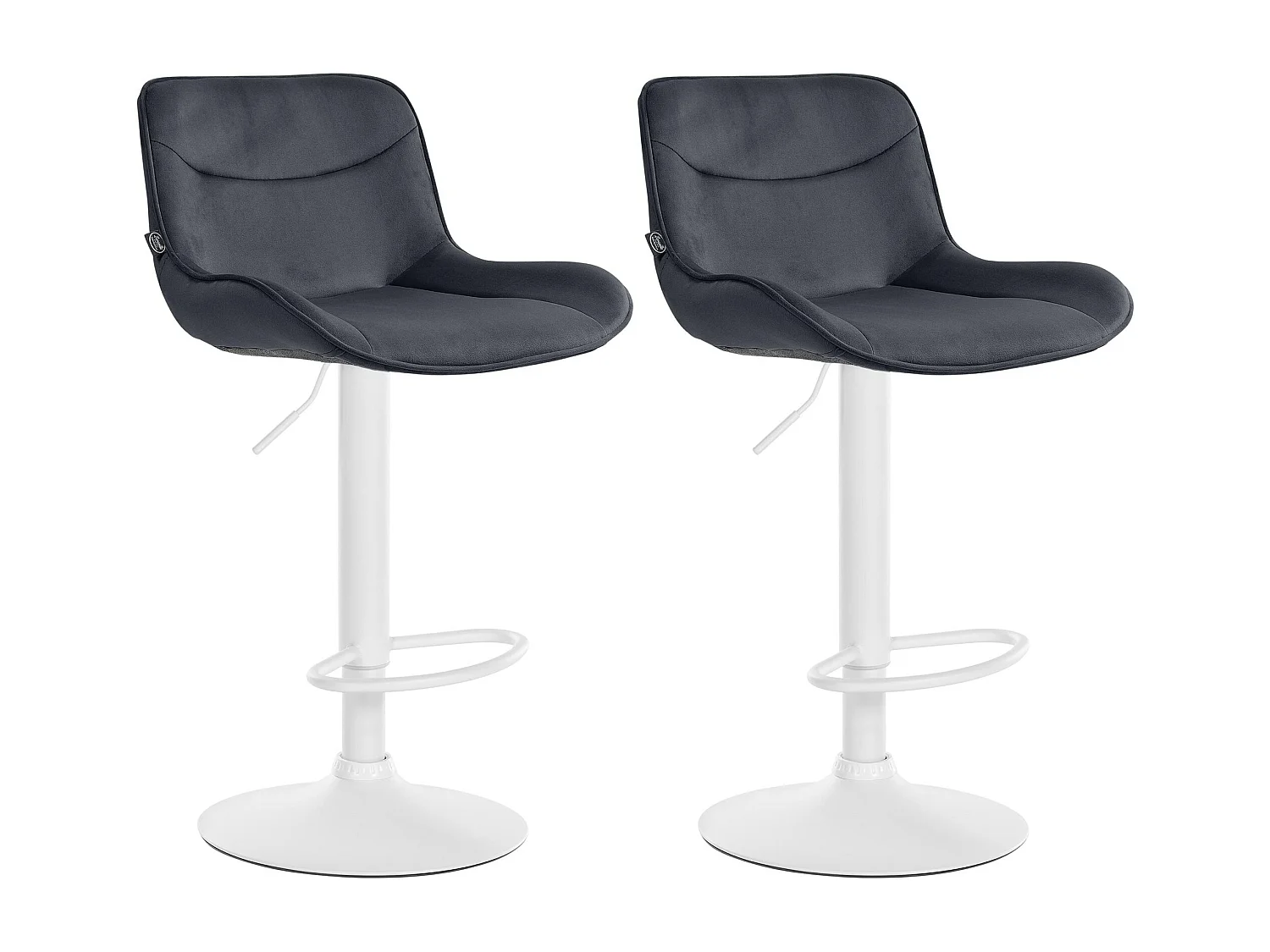 Lot de 2  Tabouret de bar - Velours & Blanc - Noir - Vonore