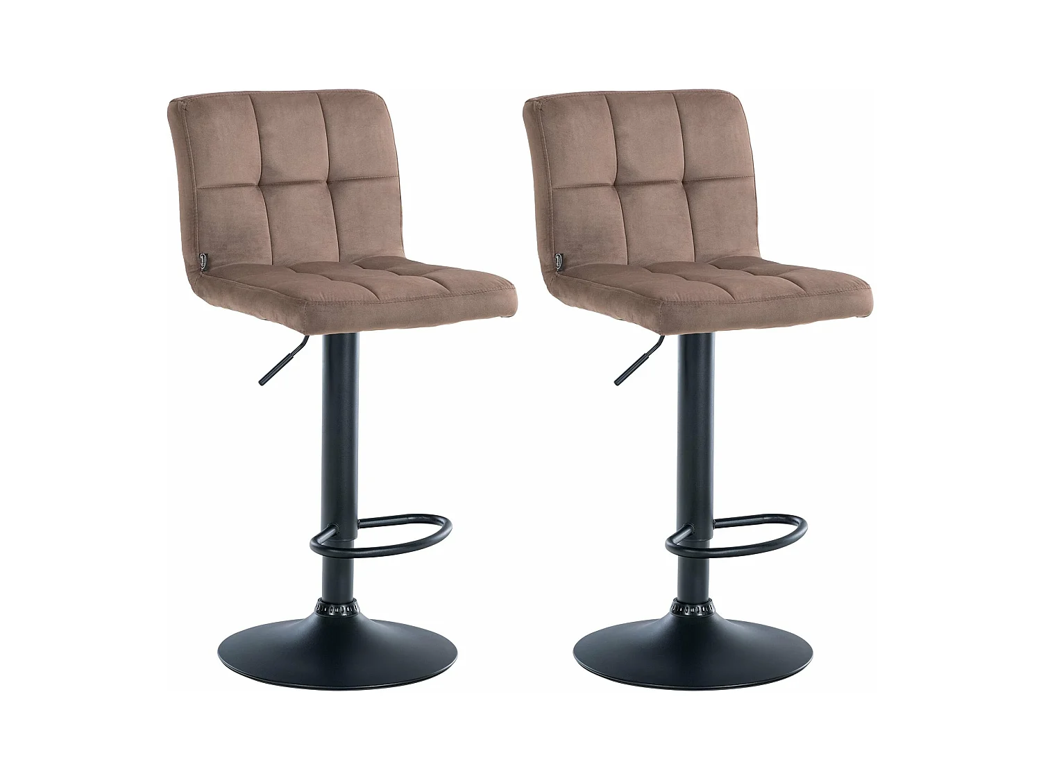 Lot de 2  Tabouret de bar - Velours & Noir - Marron - Peru