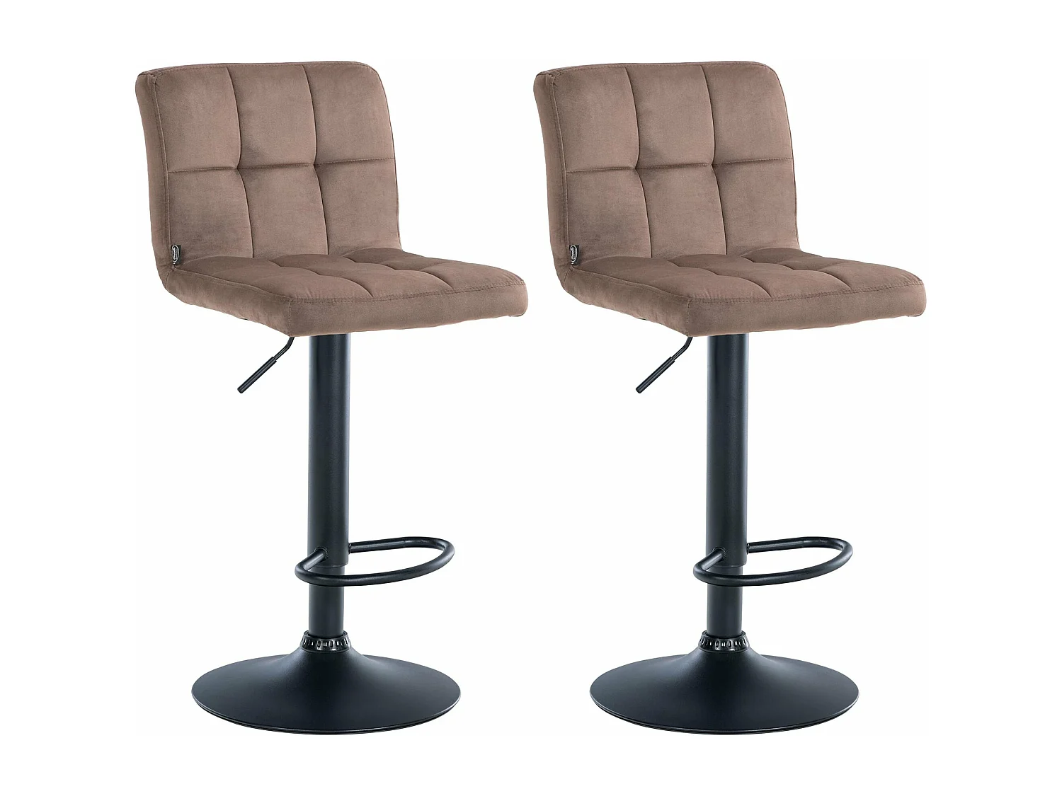 Lot de 2  Tabouret de bar - Velours & Noir - Marron - Peru