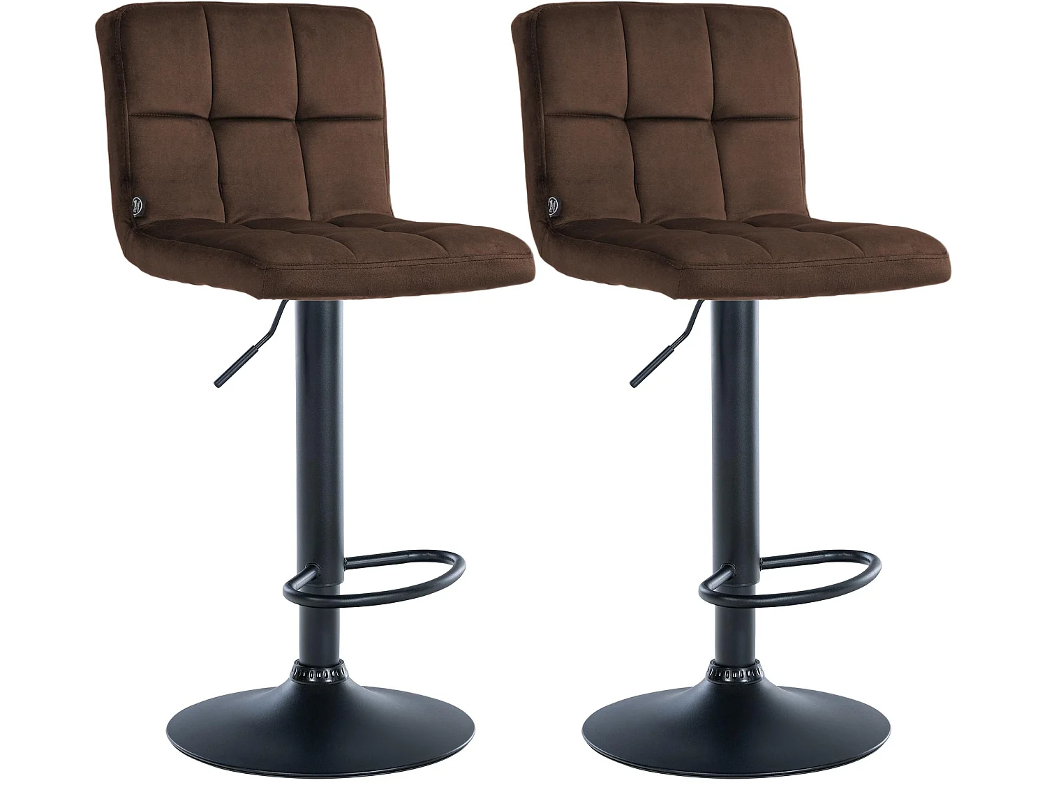 Lot de 2  Tabouret de bar - Velours & Noir - Marron - Peru