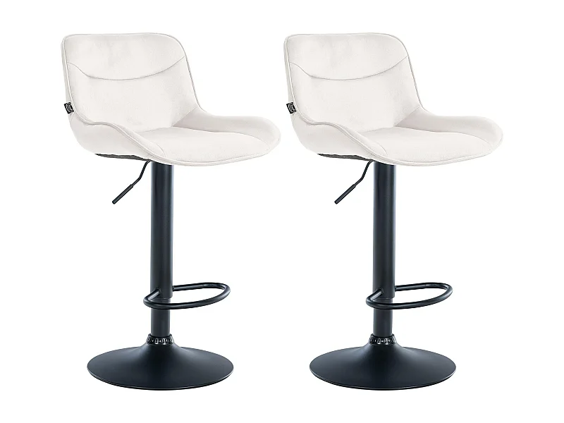 Lot de 2  Tabouret de bar - Velours & Noir - Crème - Vonore