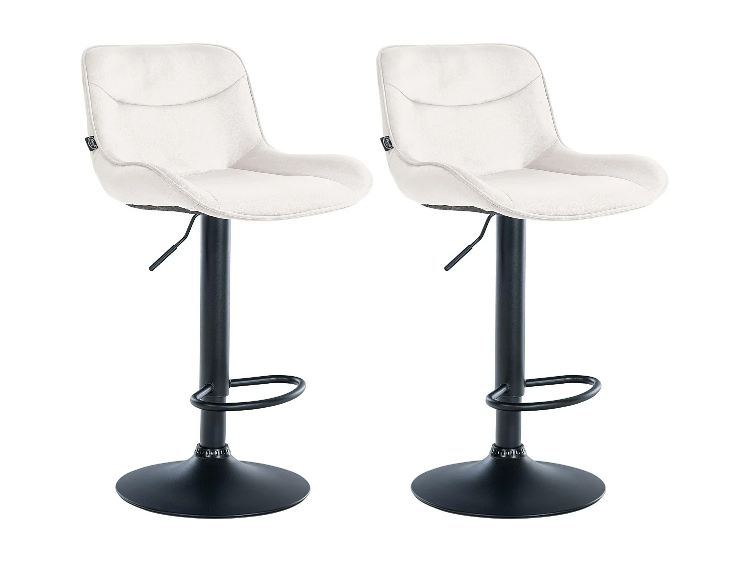 Lot de 2  Tabouret de bar - Velours & Noir - Crème - Vonore