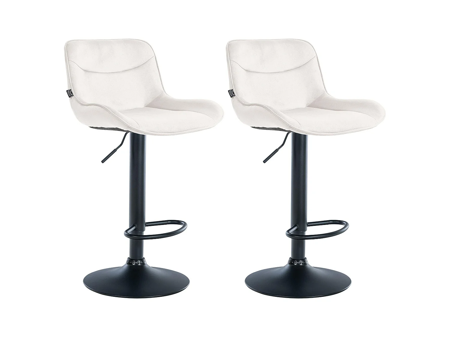 Lot de 2  Tabouret de bar - Velours & Noir - Crème - Vonore