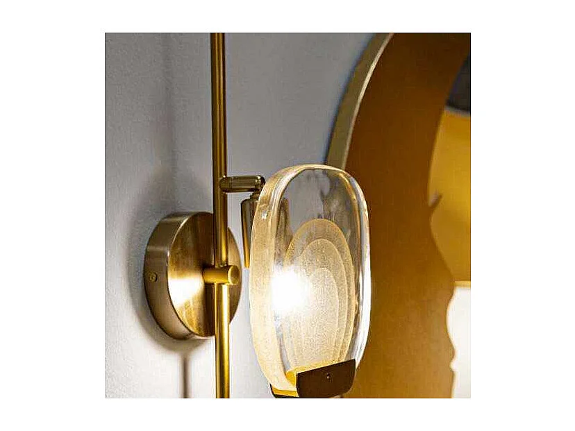 Lampada da parete in metallo e vetro dorata cm 15x14x38