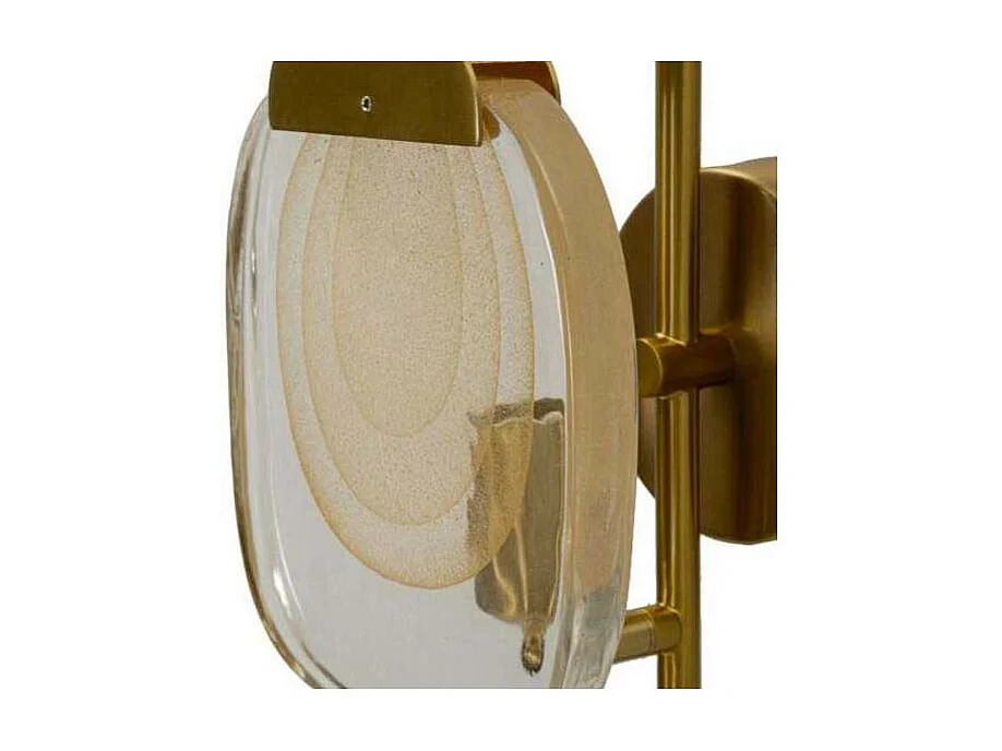 Lampada da parete in metallo e vetro dorata cm 15x14x38