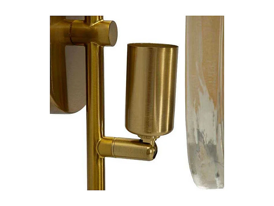 Lampada da parete in metallo e vetro dorata cm 15x14x38