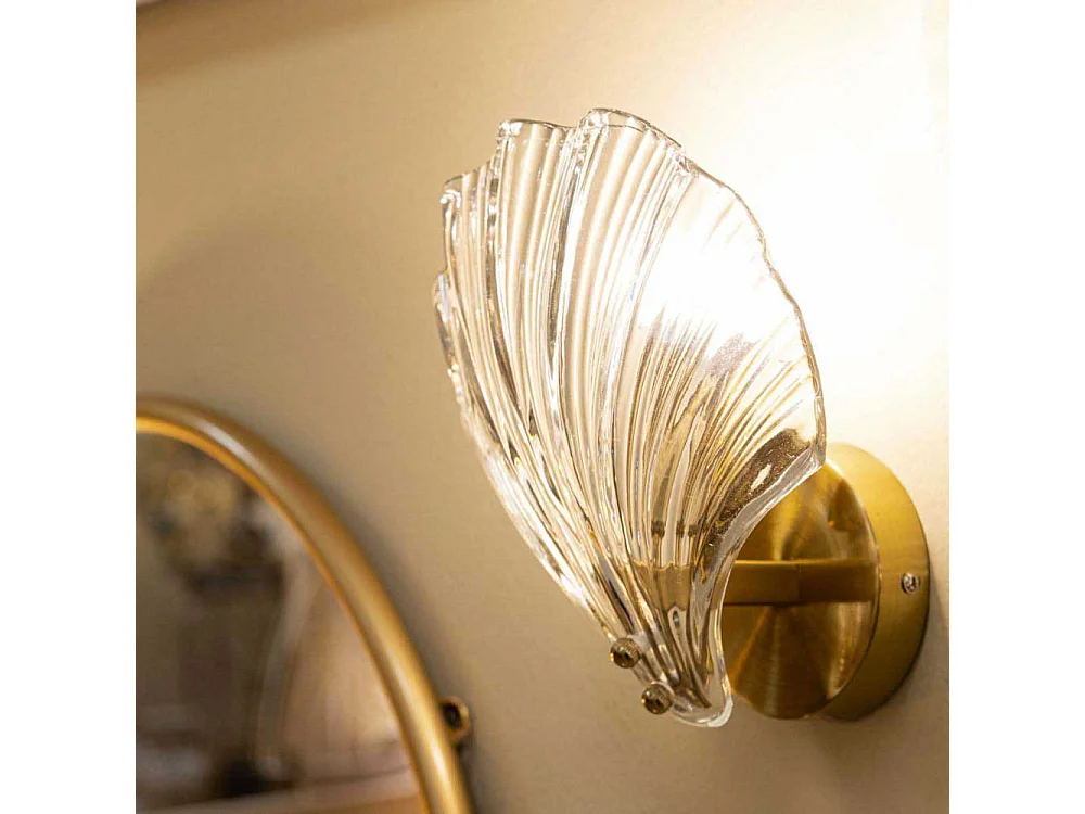 Applique Murale en Verre "Coquillage" 22cm Transparent