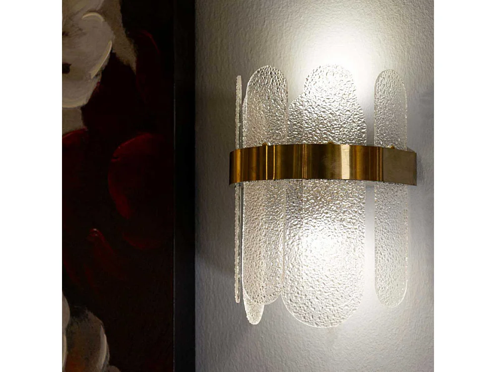 Applique Murale en Verre "Gris" 28cm Blanc