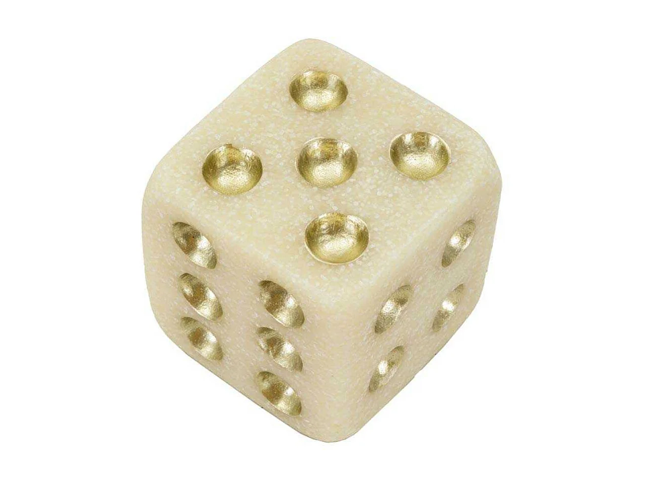 Dé Déco en Résine "Quarzy" 8cm Blanc & Or