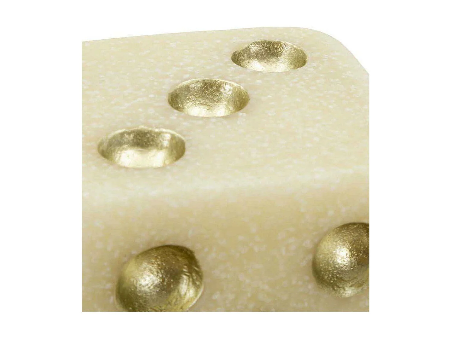 Dé Déco en Résine "Quarzy" 8cm Blanc & Or