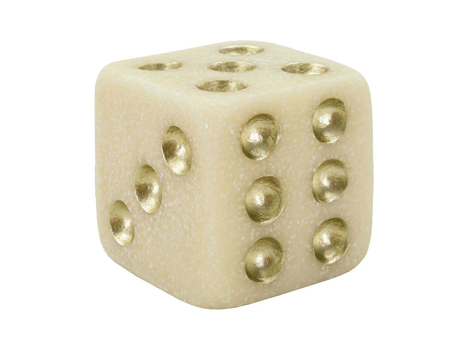 Dado in resina beige e dorato cm 8x8x8