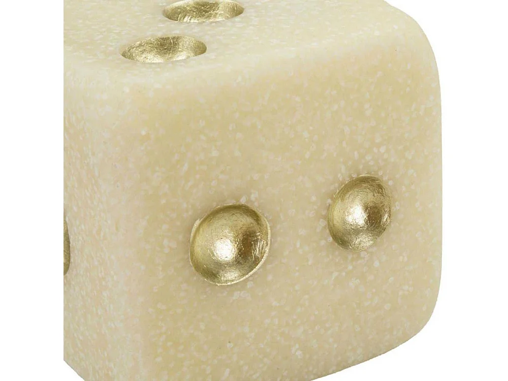 Dé Déco en Résine "Quarzy" 8cm Blanc & Or