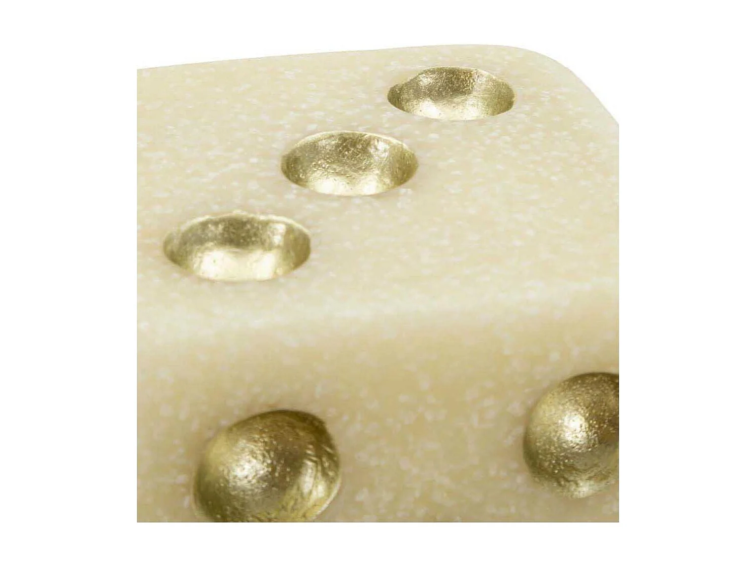 Dé Déco en Résine "Quarzy" 8cm Blanc & Or