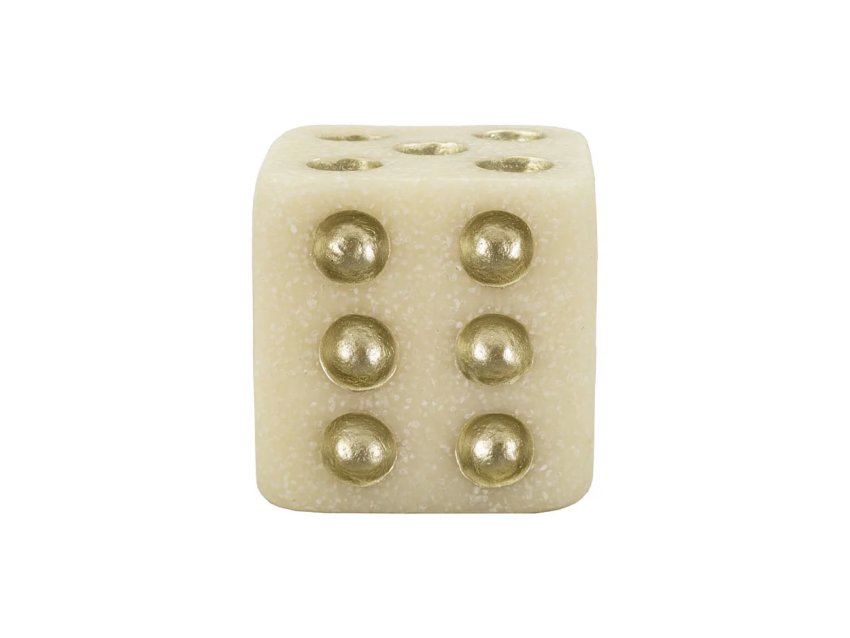 Dado in resina beige e dorato cm 8x8x8