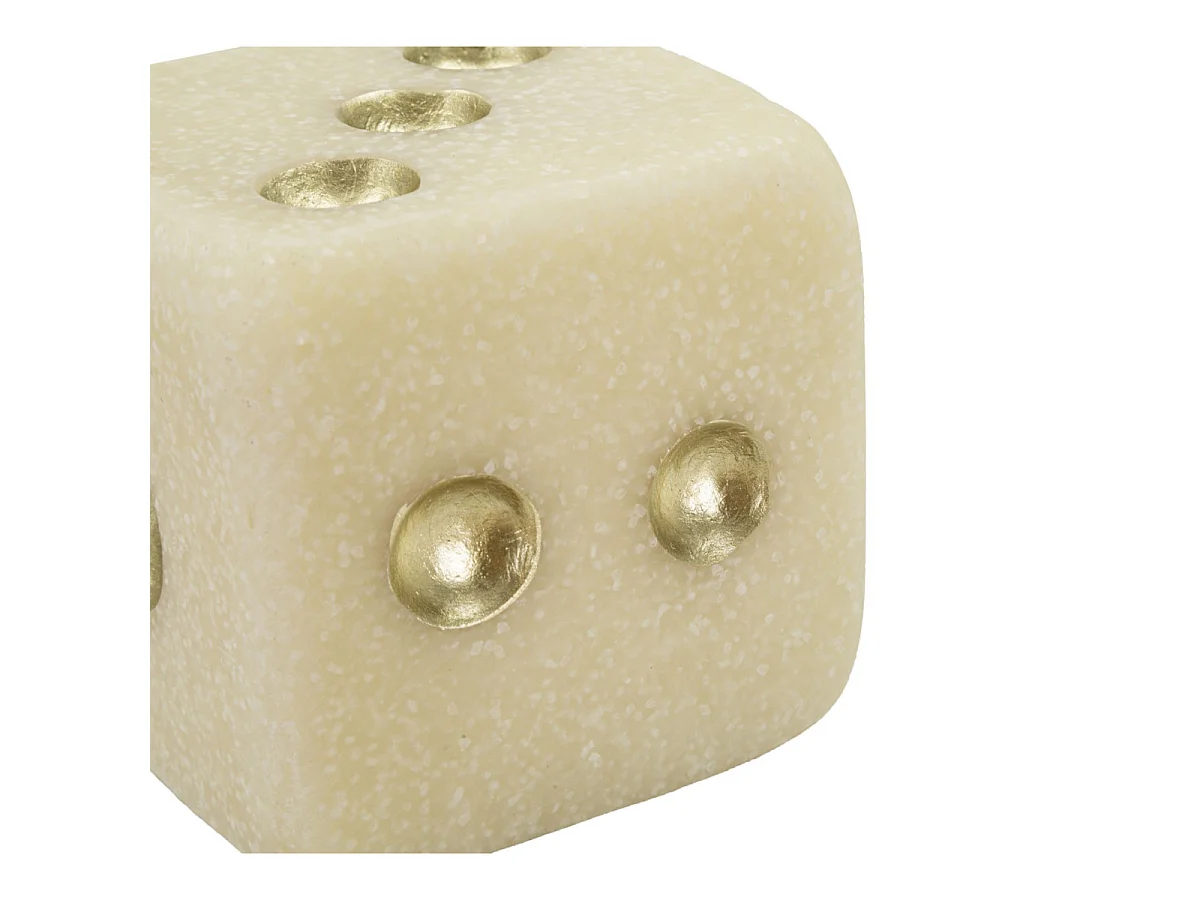 Dado in resina beige e dorato cm 8x8x8