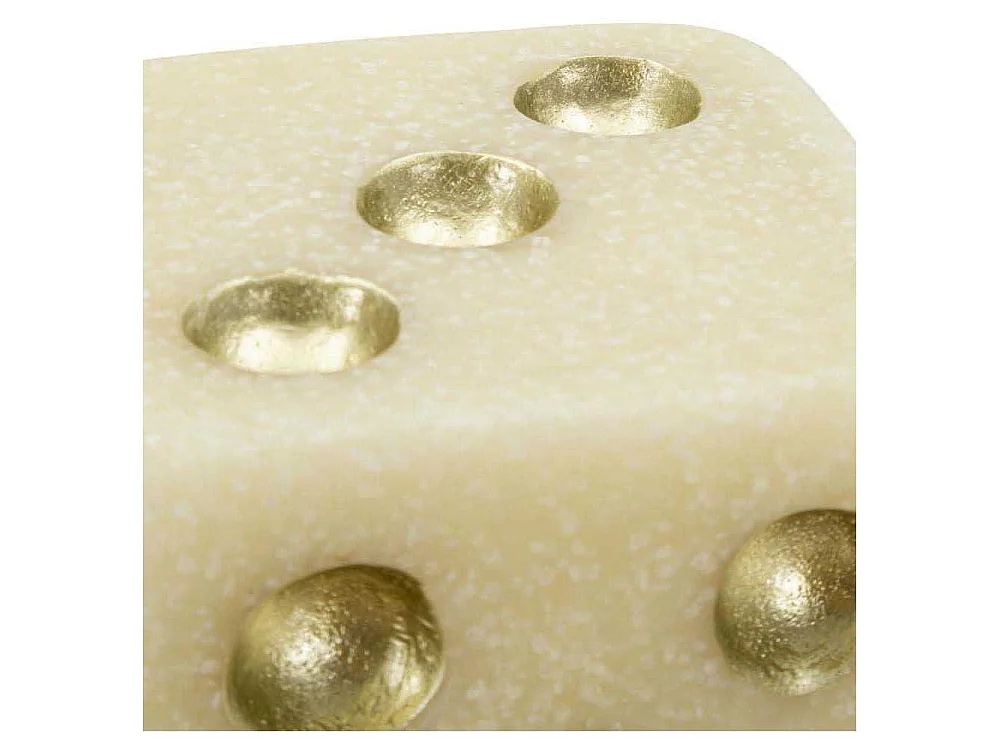 Dado in resina beige e dorato cm 8x8x8