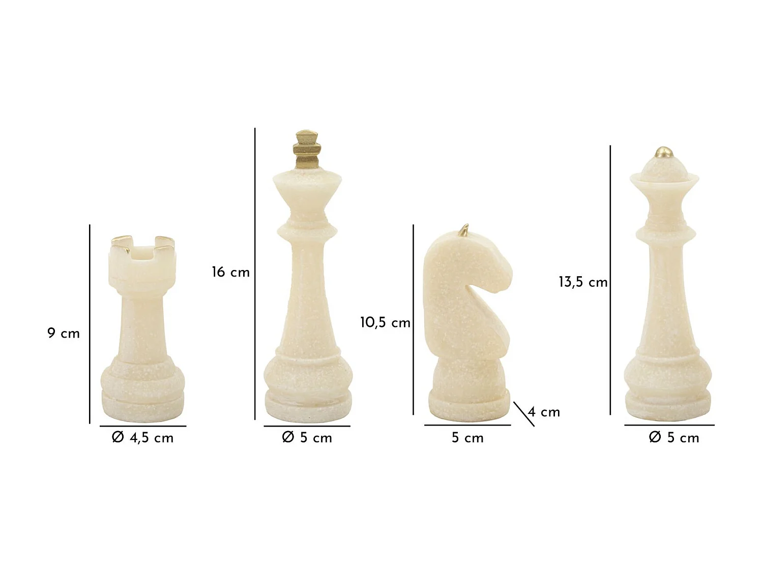 Lot de 8 Pièces d'Échec "Quarzy" 16cm Blanc