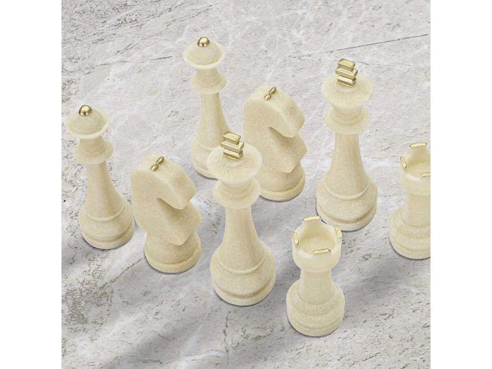 Lot de 8 Pièces d'Échec "Quarzy" 16cm Blanc