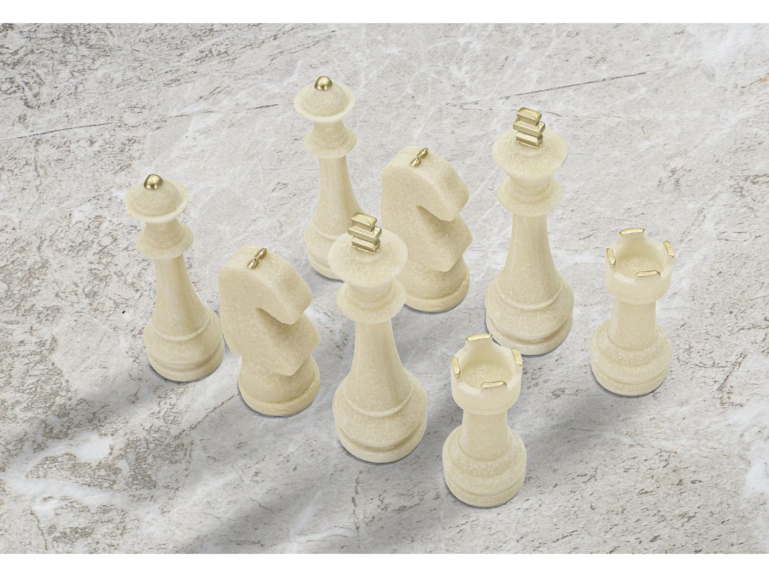 Lot de 8 Pièces d'Échec "Quarzy" 16cm Blanc