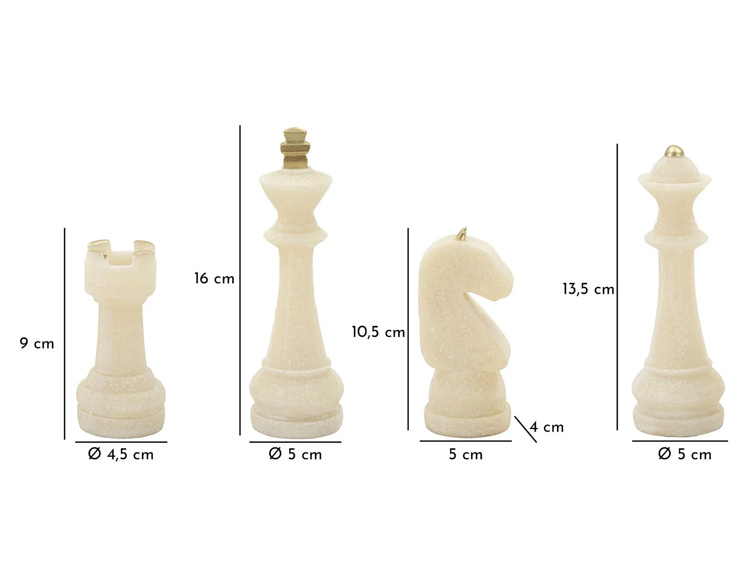 Lot de 8 Pièces d'Échec "Quarzy" 16cm Blanc