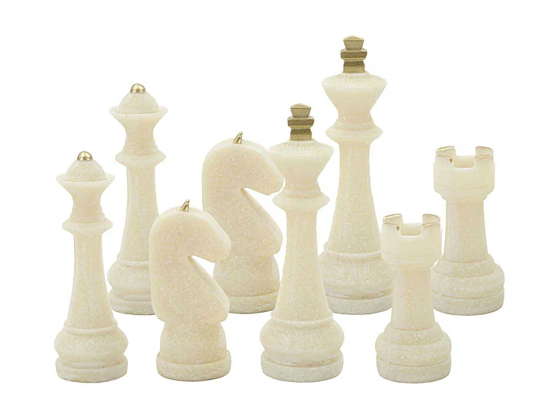 Lot de 8 Pièces d'Échec "Quarzy" 16cm Blanc