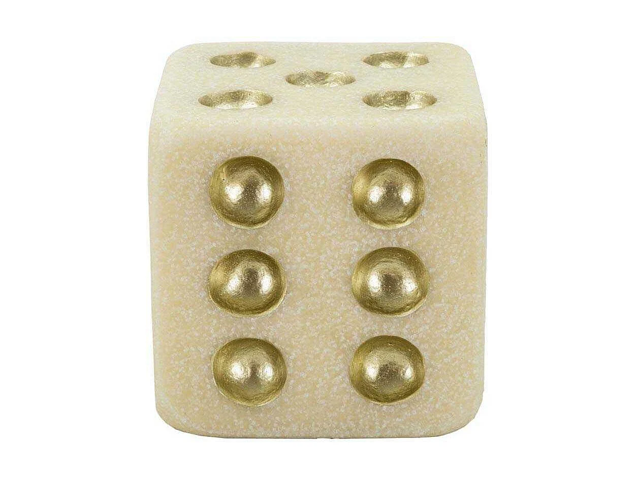 Dé Déco en Résine "Quarzy" 12cm Blanc & Or