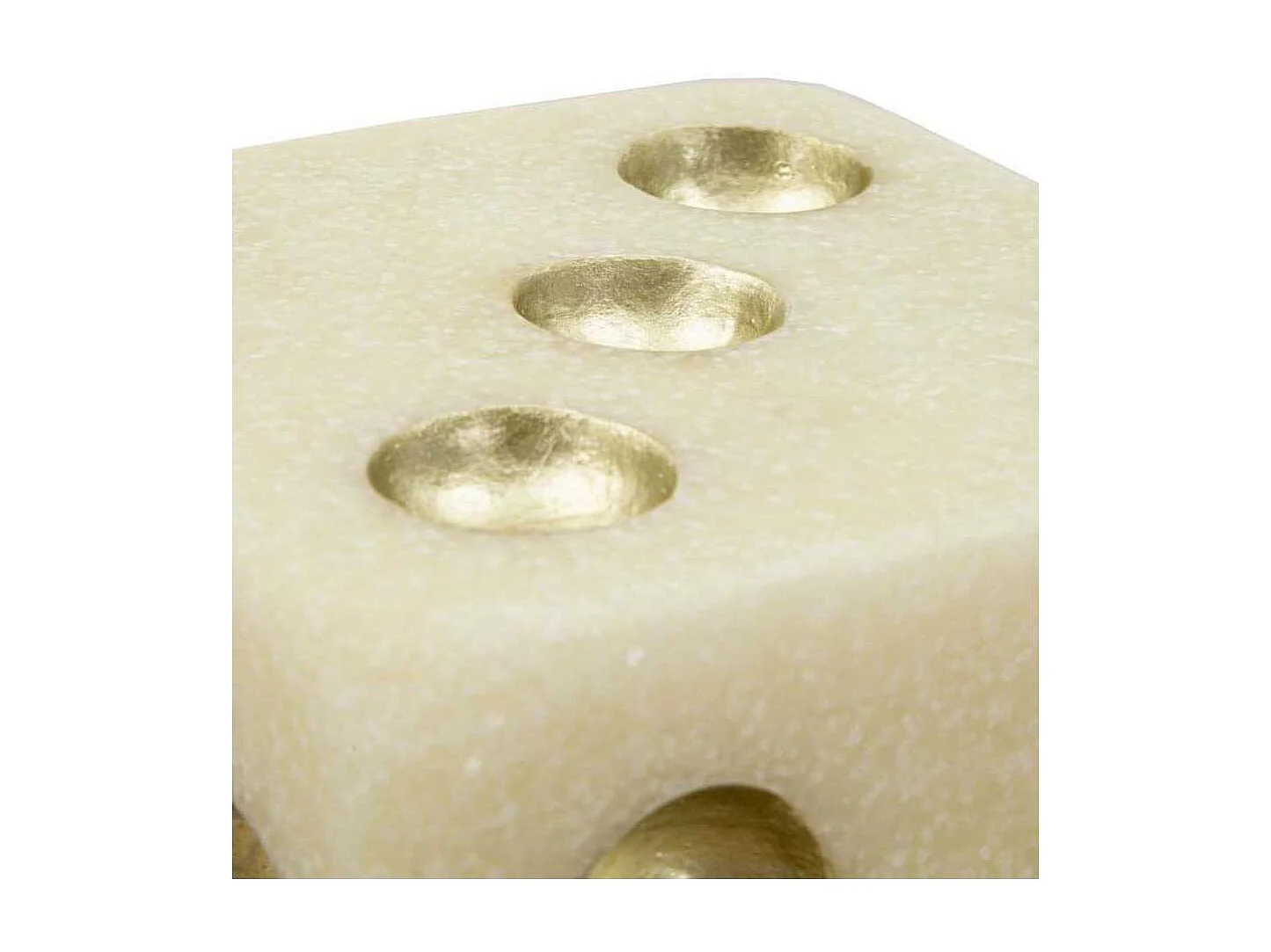 Dé Déco en Résine "Quarzy" 12cm Blanc & Or