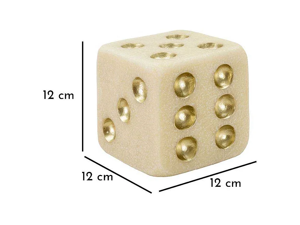 Dado in resina beige e dorato cm 12x12x12